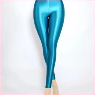 Shiny turquoise spandex leggings, Disco Quality Shiny Glossy Leggings in sizes S-XXXL