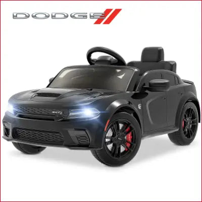 Black toy Dodge Charger, licensed Dodge Charger SRT, electric ride on car with parent remote control