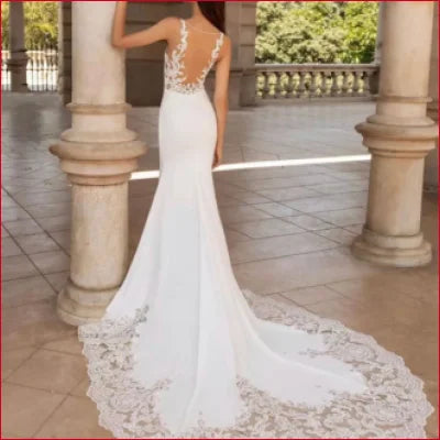 Elegant Dubai Sleeveless Boho Wedding Dress with Long Train and Crotch Zipper