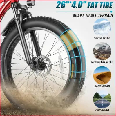 Fat tire bicycle wheel for Electric Bike 26’’ X 4.0 All Terrain Electric Bike 48V 500W