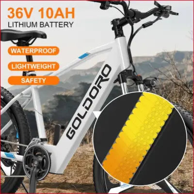 White Electric Mountain Bike, Electric Bike X7 Sport, Full Suspension 26In, Tire 350W 36V