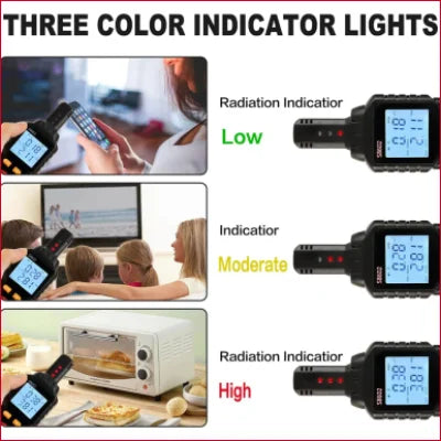 Three-color EMF detector tester for assessing electric magnetic field safety at home or work