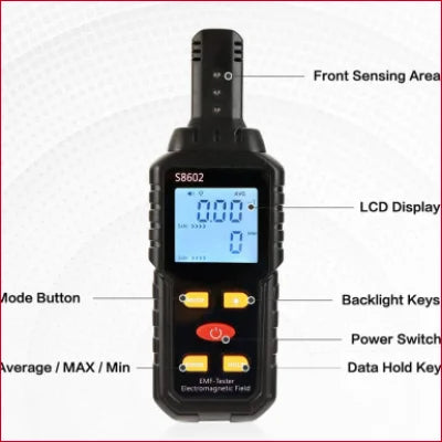 Handheld EMF detector tester with LCD display for electric magnetic field measurement