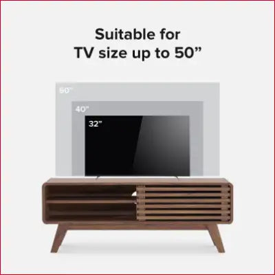 Ensley TV Stand in Mid-Century Modern style with sleek rounded finishing for TVs up to 50 inches