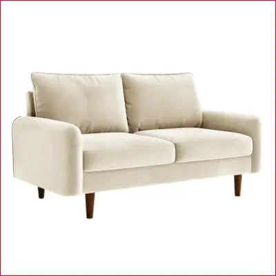 Beige Velvet Loveseat from Everly Quinn Hessville Sofa in Round Arm Design