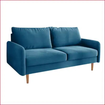 Blue velvet two-seater Everly Quinn Hessville Sofa, a stylish velvet round arm loveseat