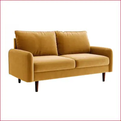 Golden-yellow velvet two-seater Everly Quinn Hessville Sofa with round arms