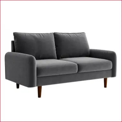 Gray velvet round arm loveseat from Everly Quinn Hessville Sofa collection