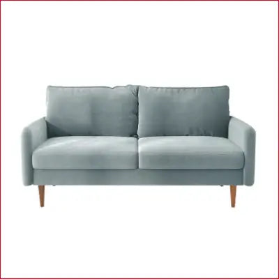 Light blue velvet round arm loveseat from Everly Quinn Hessville Sofa collection