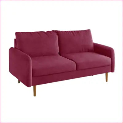 Plush magenta Everly Quinn Hessville Sofa velvet round arm loveseat with two cushions