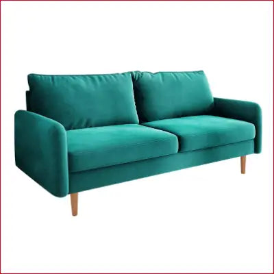 Teal velvet two-seater sofa from Everly Quinn Hessville Sofa collection