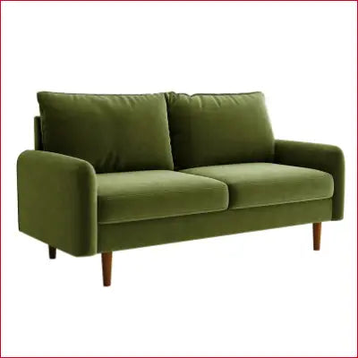 Green velvet two-seater sofa from Everly Quinn Hessville Sofa collection, stylish and cozy