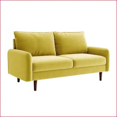 Yellow Velvet Two-Seater Sofa from Everly Quinn Hessville Sofa Velvet Round Arm Loveseat