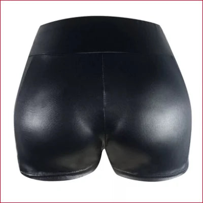 Black shiny faux leather shorts for a stylish summer look with a form-fitting shape