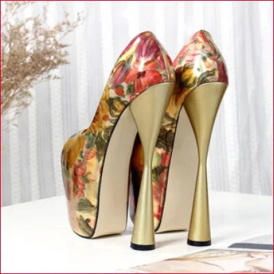 Plus Size Handmade High Heels with Vibrant Floral Print and 8 Inch Stilettos