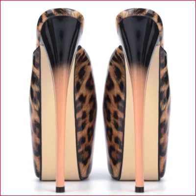 Handmade Leopard Print High Heels with Black Toe Caps perfect for wedding dress styling