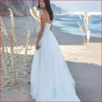 High Slit Wedding Dress Sleeveless Bridal Gown