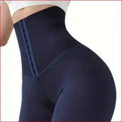 Navy blue high waist skinny shapewear leggings for tummy control and butt lifting