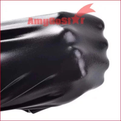 Muzzle of a black handgun with Black Matt Faux Leather Leggings background design