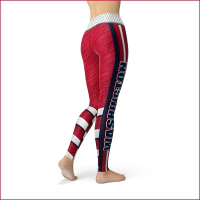 Red, white, and blue Washington Hockey Leggings in Soft Lycra with MISSISSIPPI text