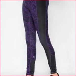 Purple and black athletic leggings named Jet Black Blackberry Watercolor Leggings