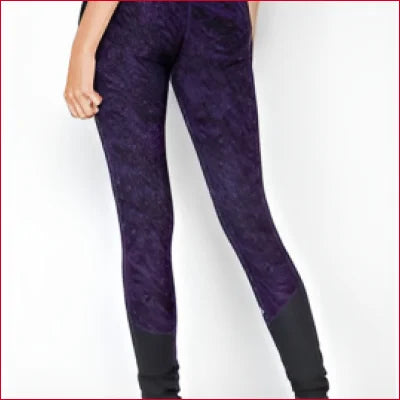 Purple leggings with black lower legs from the Jet Black Blackberry Watercolor collection