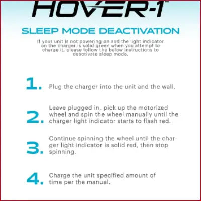 Hover-1 sleep mode deactivation instructions for Journey Electric Scooter 14MPH