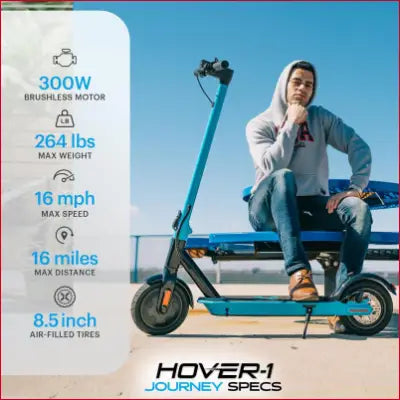 Blue electric scooter featuring Journey Electric Scooter 14mph with 5hr charge