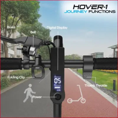 Electric scooter handlebar with digital display showcasing Journey Electric Scooter features