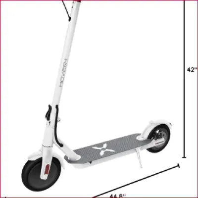 White Journey Electric Scooter with dimensions, featuring 14MPH speed and 5HR charge