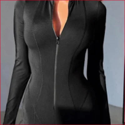 Form-fitting black bodysuit with crotch zipper, perfect as lingerie or under a wedding dress