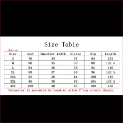 Size table for Black Leatherette Wet Look Jumpsuit Catsuit Unitard with measurements