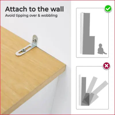 Furniture anti-tipping bracket for Kitchen Pantry with Cabinets & Open Shelves in White