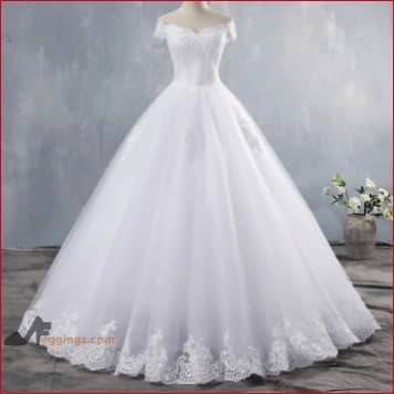 Lace Off Shoulder Wedding Dress Princess Bridal Gown