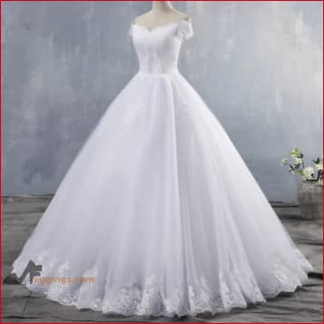 Lace Off Shoulder Wedding Dress Princess Bridal Gown