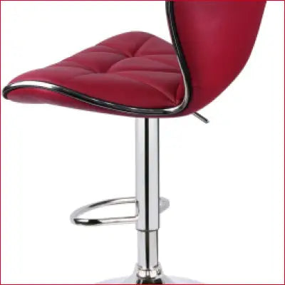 Red padded Leader Shell adjustable bar stool with chrome accents in a set of 2