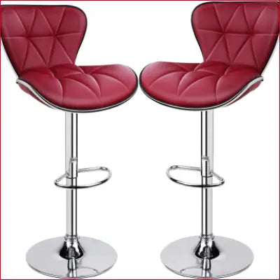 Two Leader Shell adjustable bar stools in wine red, perfect for any bar stools set