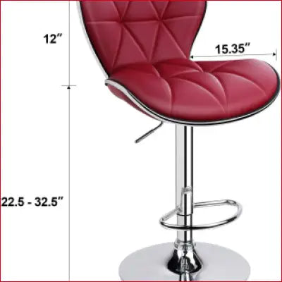 Red Leader Shell Back Adjustable Bar Stools Set with dimensions for stylish seating