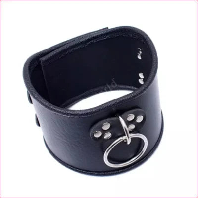 Black leather collar with metal studs, perfect faux leather collar for playful BDSM accessories