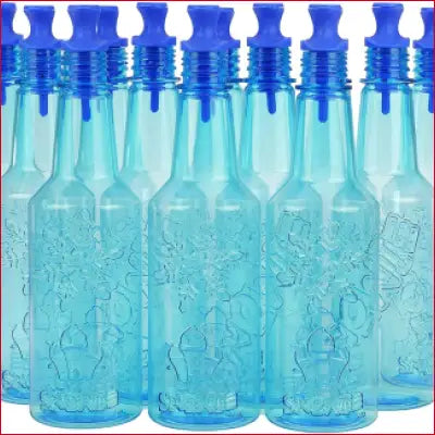 Blue plastic condiment bottles for Little Max Snow Cone Machine premium shaved ice maker