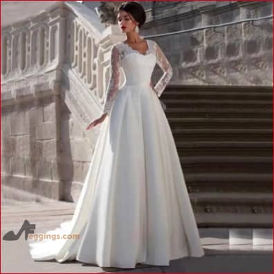 Long Lace Sleeves Wedding Dress Bridal Gown