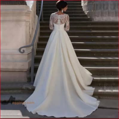 Long Lace Sleeves Wedding Dress Bridal Gown