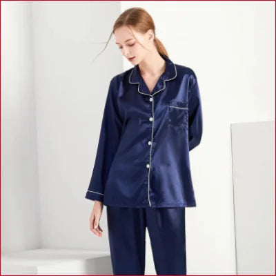 Long Sleeves Long Pants Satin Silk Pyjamas Womens Lingerie