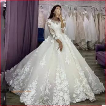 Long Sleeves Wedding Dress Tulle Bridal Gown