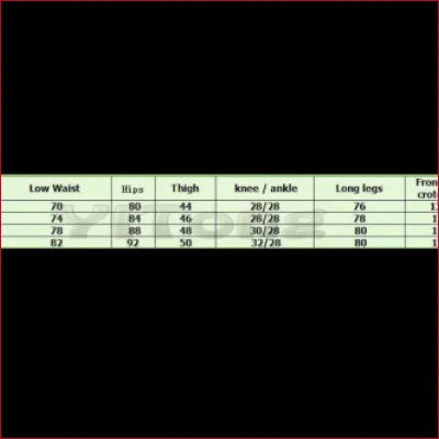 Measurement chart for Sexy Low Rise PVC Vinyl Leggings sizes and body dimensions