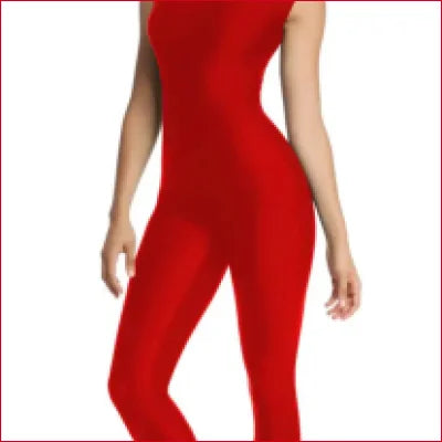 Bright red Lycra Supplex jumpsuit catsuit showcasing a form-fitting design on a model