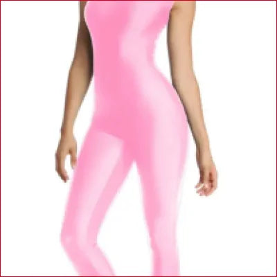 Pink sleeveless Lycra Supplex jumpsuit or unitard showcasing a sleek design