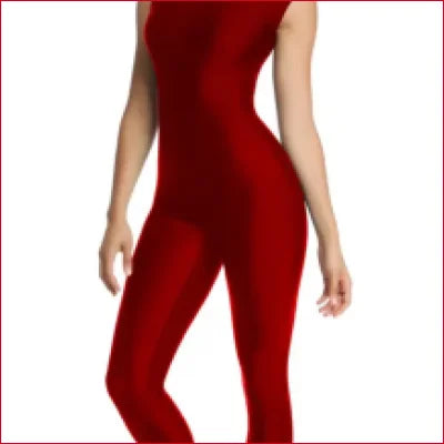 Red sleeveless Lycra Supplex jumpsuit worn by a model showcasing style and comfort