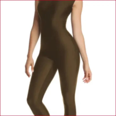 Sleeveless full-body Lycra Supplex jumpsuit in brown from the Sexy Supplex Jumpsuit Catsuit