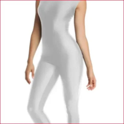 White sleeveless Lycra Supplex jumpsuit catsuit for a stylish, comfortable look